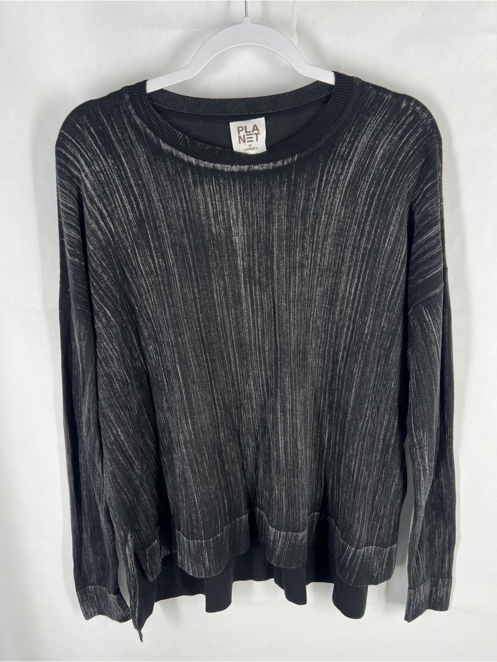 PLANET by Lauren G Black Textured Long Sleeve Sweater One Size NWT